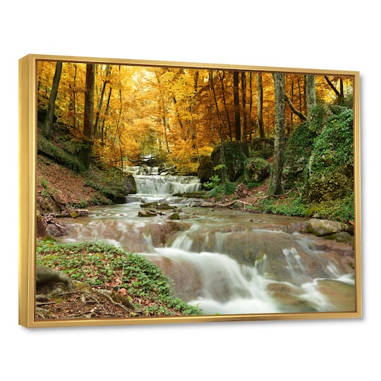 Designart - Forest Waterfall with Yellow Trees